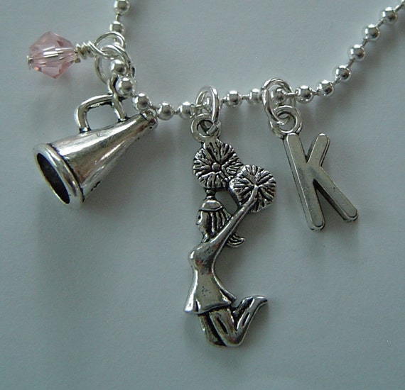 Cheerleader Megaphone Personalized Necklace with Initial