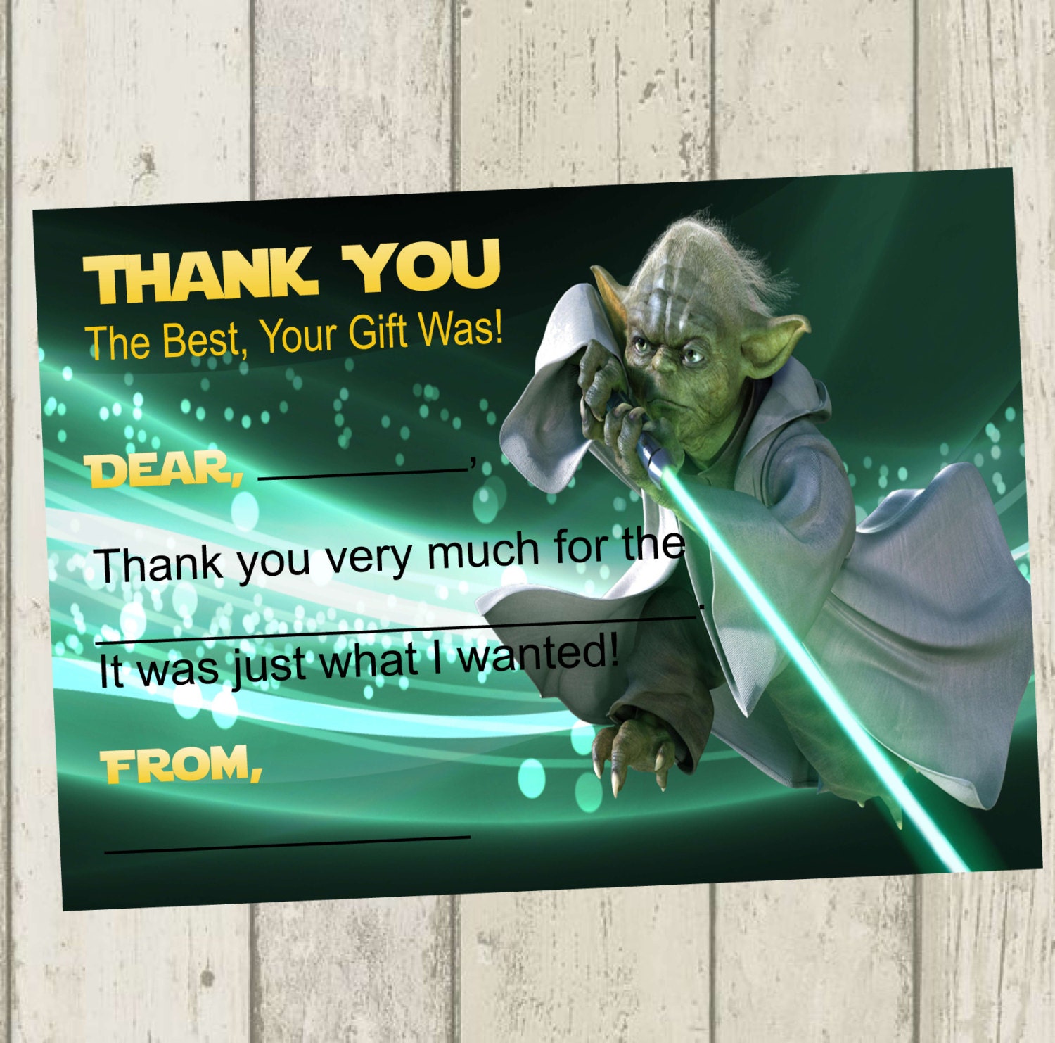 Thank You Card Star Wars Birthday Thank You Card Fill in the