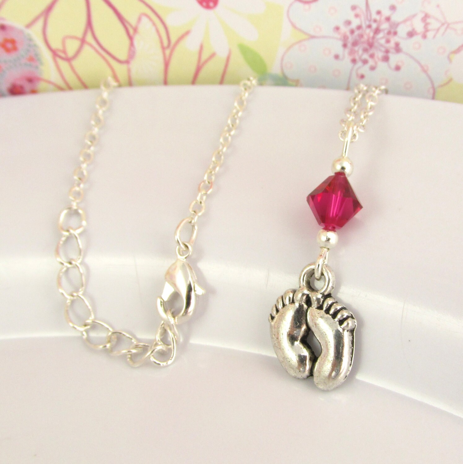 Baby Feet Necklace choose a color Baby Feet by BeadBrilliant