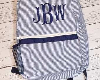 Seersucker Backpack with Monogram, Seersucker Diaper Bag, Seersucker School Bag, Seersucker Bag, Diaper Bag, School Bag, Book Bag, Backpack