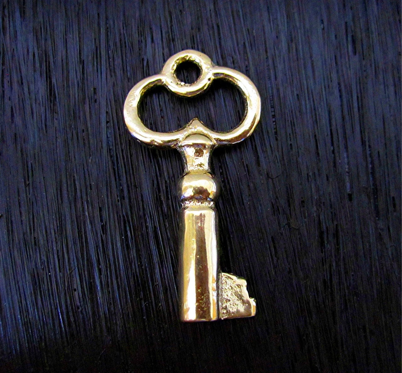 Medium Gold Bronze Skeleton Key Pendant one by VDIJewelryFindings