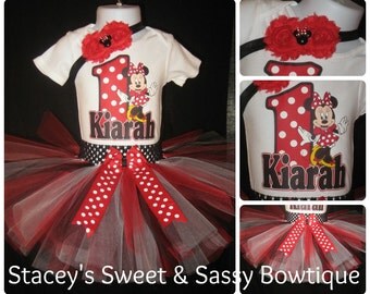 Red Minnie Mouse Custom Birthday Tu tu Set ...