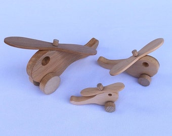 Wooden toys on wheels - Helicopter