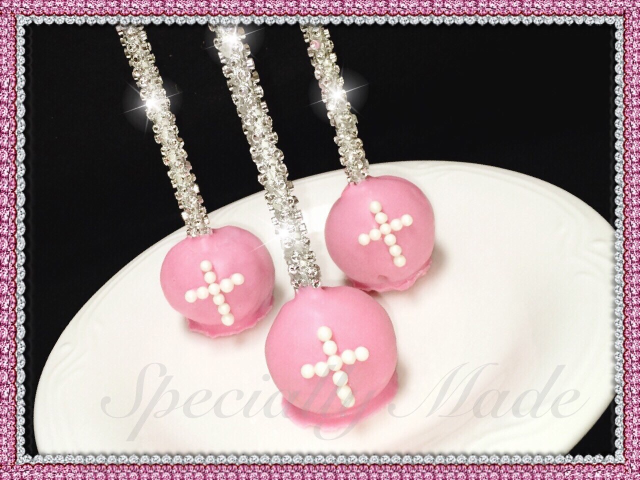 Cross Cake pops. Christening Cake pops. by SpeciallyMadeSweets