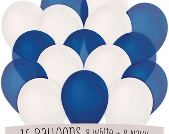 16 Navy and White Latex Balloon Kit - Balloon Bouquet for a Baby Shower, Birthday Party or Bridal Shower