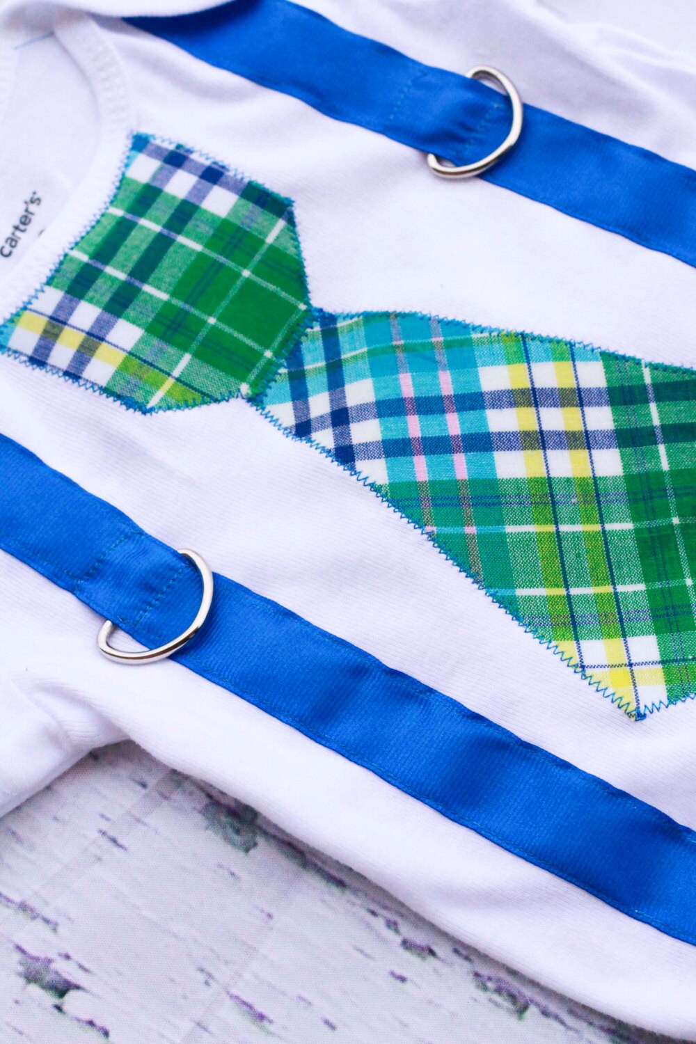 SALE Baby Boy Tie and Suspenders Plaid Tie Blue Suspenders