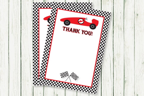 Race Car Thank You Card Racing Printable Fill In by shoptoosweet