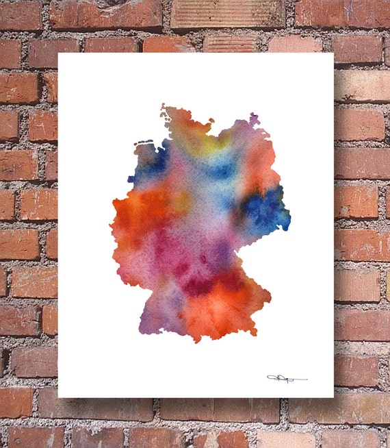 Germany Map Abstract Watercolor Art Print Wall Decor