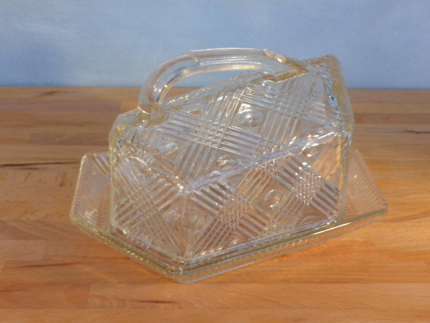 Vintage Cheese Dish 1920s pressed glass Cheese Dish wedge shaped