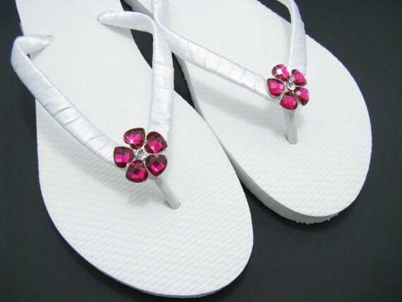 Bridal Flip Flops Pink Wedding Flip Flops White Flip Flops White ...