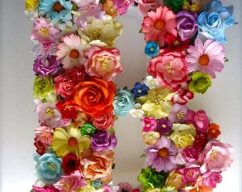 Custom Floral Letter Monogram - Paper Flower Initial in Your Color Choice on Paper Mâché Base