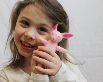 Pink Felt Bunny,Handmade Rabbit, Stocking Stuffer, Pink Easter Bunny