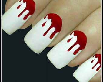 Halloween Nail Decal 20 Blood Nail Art Water Slide Decals Fingernail Decal Haunting Nail Tattoos Nail Transfers