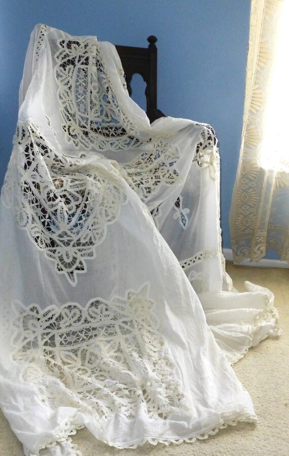 Antique French Muslin Bed Coverlet by Touchofhistory