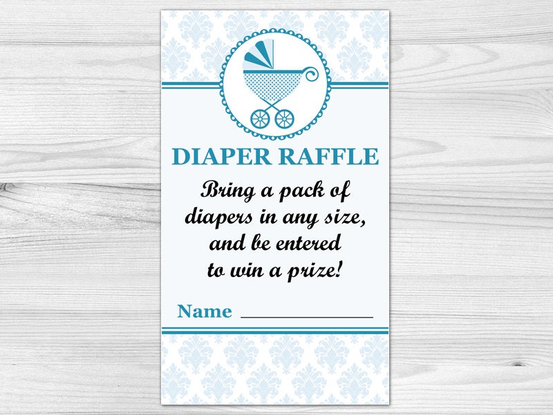 diaper raffle ticket printable diaper raffle card blue