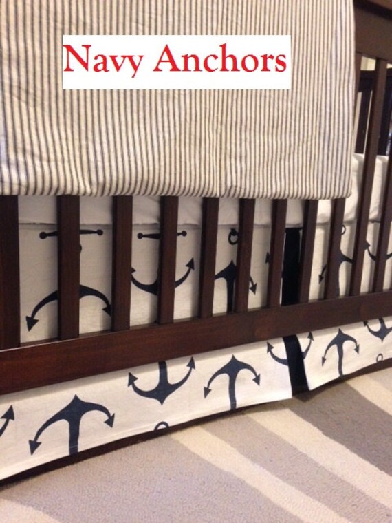 Anchor Crib Skirts Nautical baby bedding Nautical by BabyEtiquette