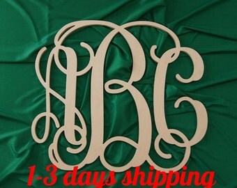 SALE 24 inch Wooden monogram wall hanging wall monogram nursery decor UNPAINTED