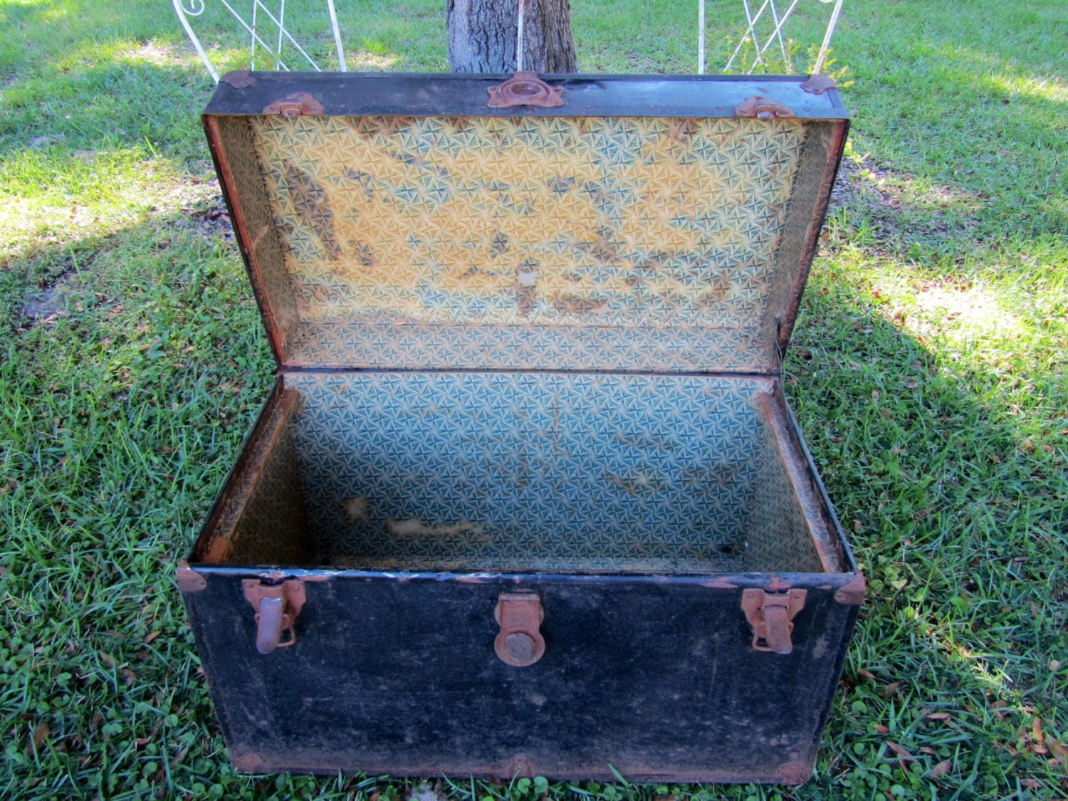 VINTAGE METAL SUITCASE Metal Trunk Mid Century Luggage