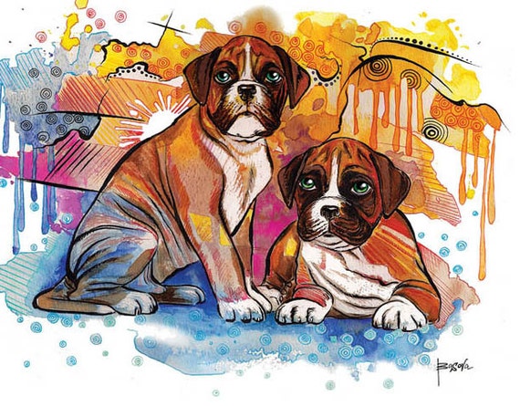 Boxer Dog Art Print Modern Art print fine art print