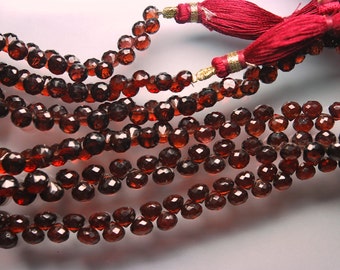 9 Inches Strand, Super Finest AAA Mozambique Garnet Faceted Onion Tear Drops, Size 5-6mm