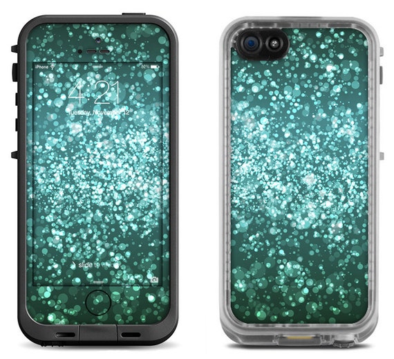 Teal Glitter Texture Print Lifeproof iPhone 6 Fre by MintedSkins