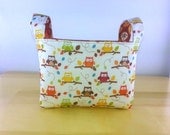 Small Fabric Storage Bin Basket ~ Happy Harvest Owls by Riley Blake