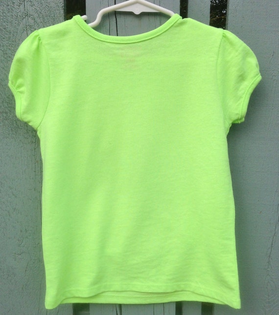 Girl's TShirt Bright Green Short Sleeved Cotton Blend