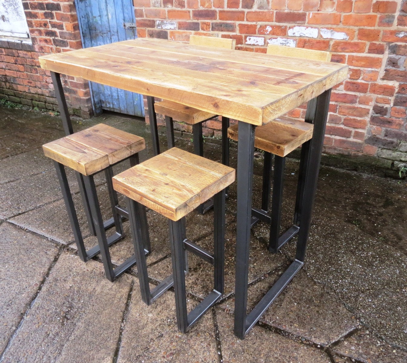 Reclaimed Industrial 4 Seater Chic Tall Poseur Table ONLY Wood