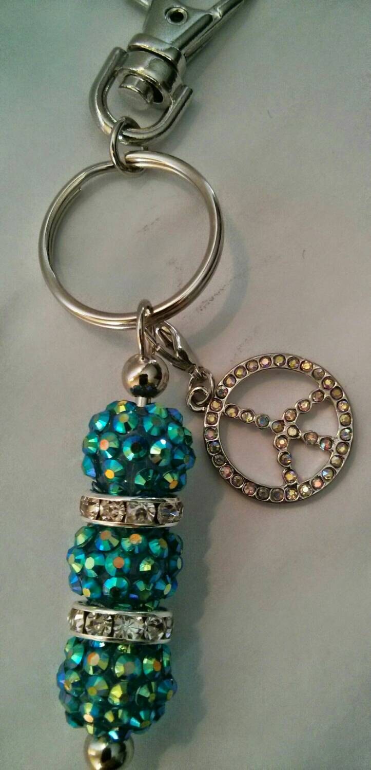 Beaded Keychain Beaded Zipper Pull Disco Ball Keychain