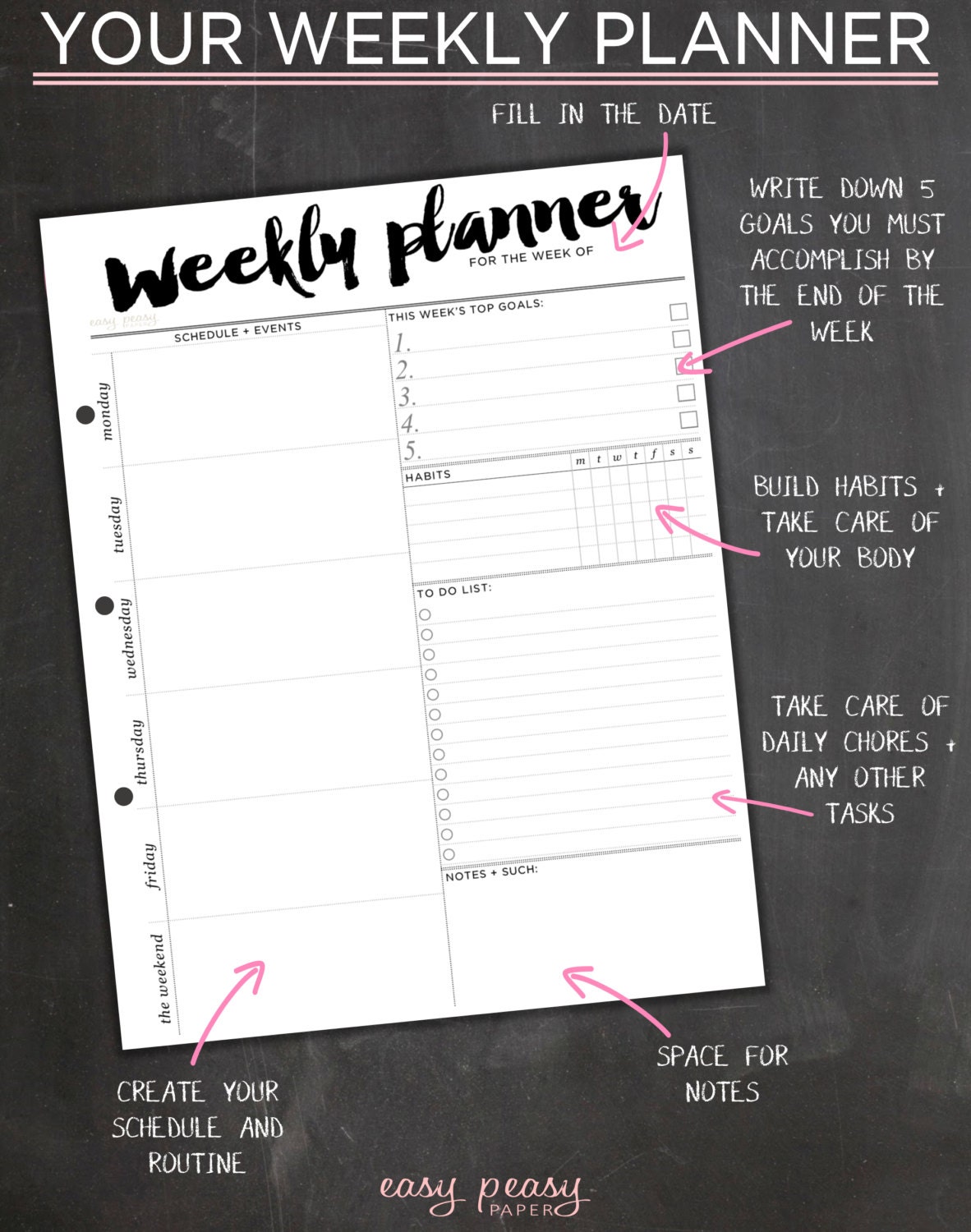 weekly planner printable planne pages weekly by