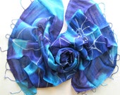Silk shawl-Handwoven raw silk shawl-Hand dyed batik silk shawl-Thai silk-Natural silk-Handmade silk shawl-Batik silk-65x160 cm-Organic silk