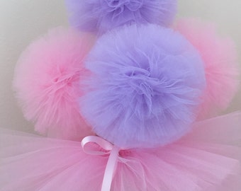 10 tulle pom poms centerpiece,Ballerina Party Decoration,princess Party Centerpiece,baby shower,pom poms centerpiece