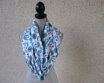 Fabric scarf, Infinity scarf, tube scarf, eternity scarf, loop scarf, long scarf, Polar bears, Holidays scarf, Christmas scarf, winter scarf