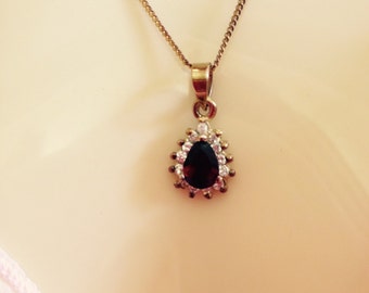Sterling Garnet Rhinestone Necklace