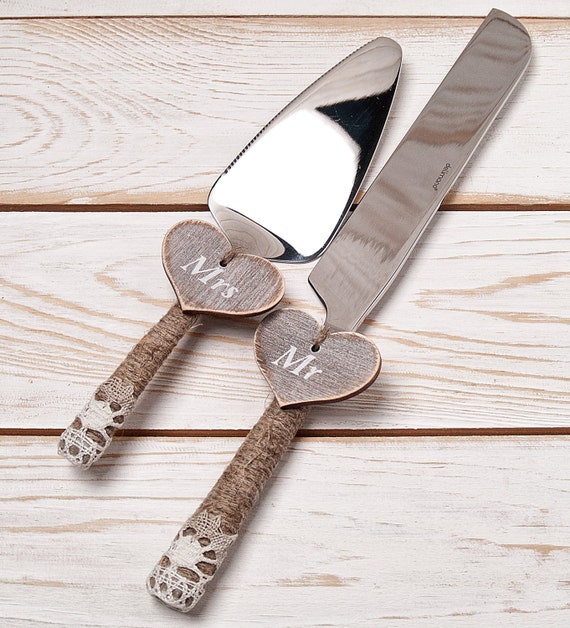  Cake  Serving Set  Rustic Wedding  Cake  by InesesWeddingGallery