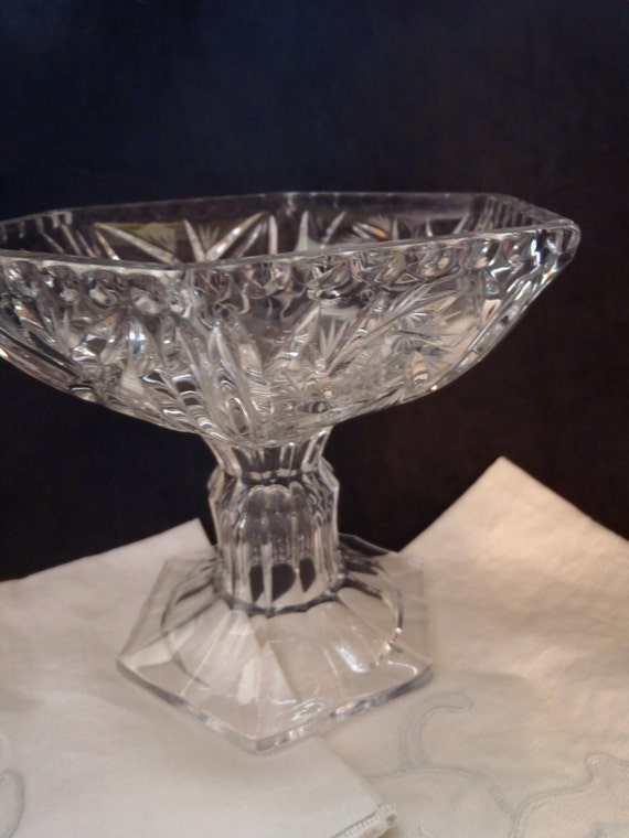 Vintage Crystal Footed Bowl Pinwheel Design by Dupasseaupresent