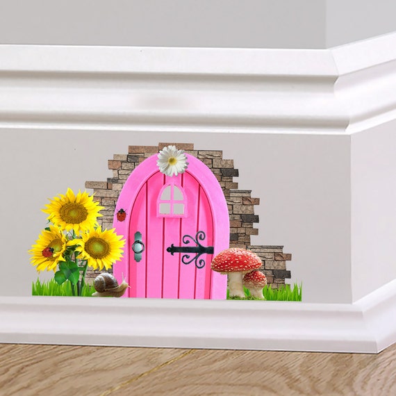 Pink Fairy Cottage Door Wall Decal Sticker Mural Skirting