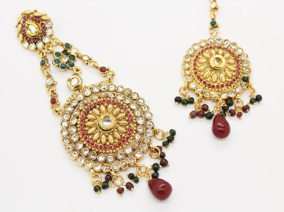 Stunning Vintage Indian Bollywood Kundan Amrapali Tikka by