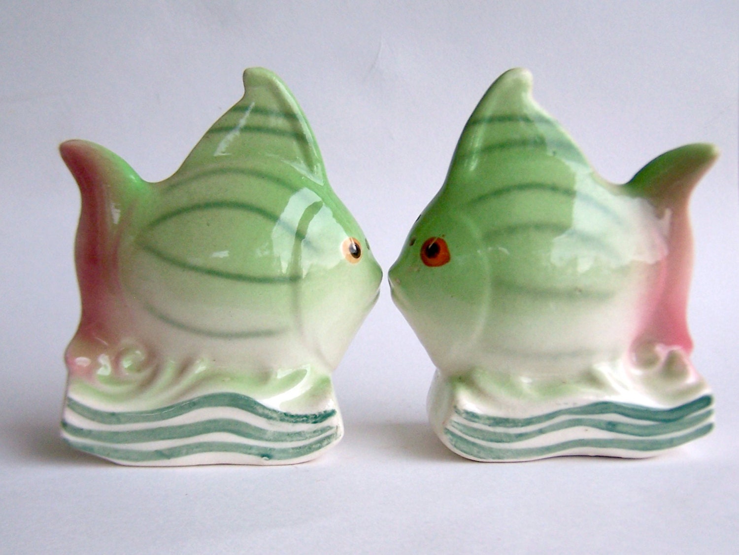 Vintage Fish Salt and Pepper Shakers Tropical Fish Pastel