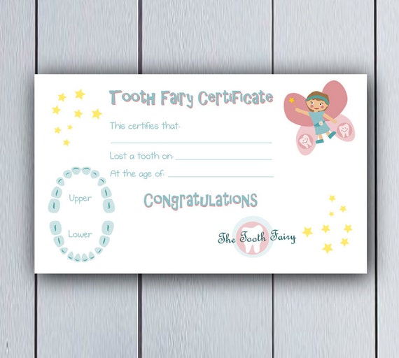 tooth fairy receipt instant download certificate