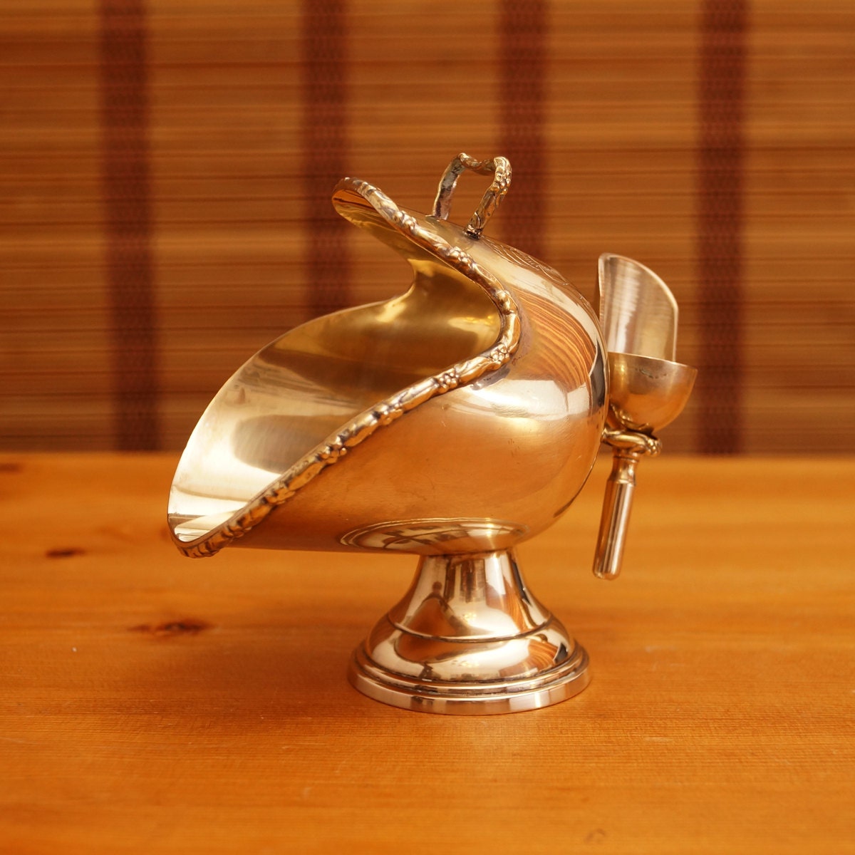 Sugar Salt Scuttle Creamer Brass Plated Metal Alloy Vintage