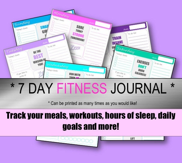 PRINTABLE Health and Fitness Journal / Fitness Planner.