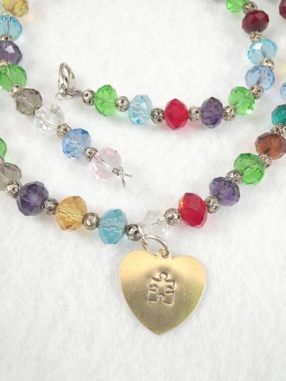 Autism necklace autism awareness jewelry puzzle by GenevasSky