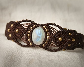 Magical Moonstone Macrame Bracelet Tribal