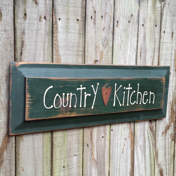 Country Kitchen Hand Lettered Solid Wood Sign - Country Style Wall Decor, Primitive - Folk Art -OFG, FAAP, HAFAIR