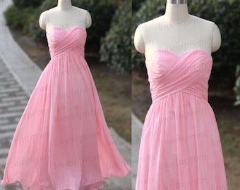 Items similar to Sweetheart bridesmaid dress,pink prom dress,long prom ...