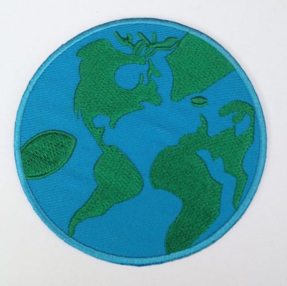 Planet Earth Iron / Sew on Patch Embroidered Green by PremierPatch