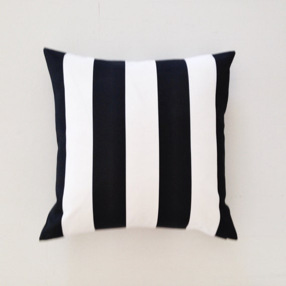 Outdoor cushion black & white stripe by VilladeLuxeBoutique