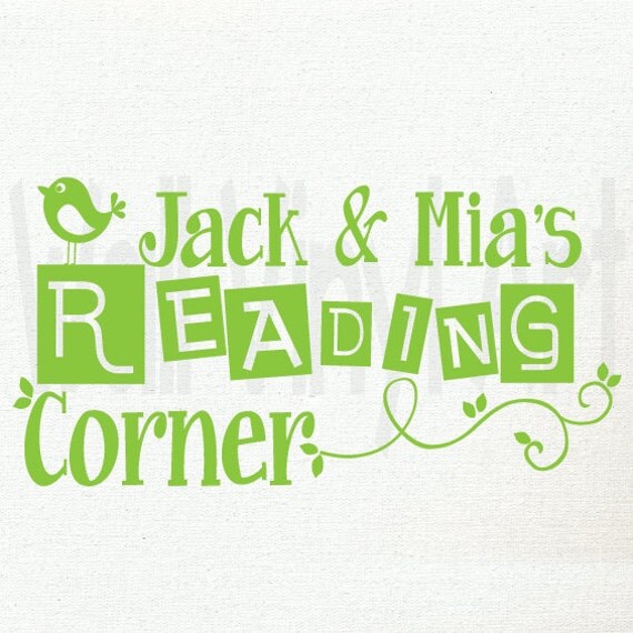 Personalized Name Reading Corner Vinyl lettering by wallvinylart