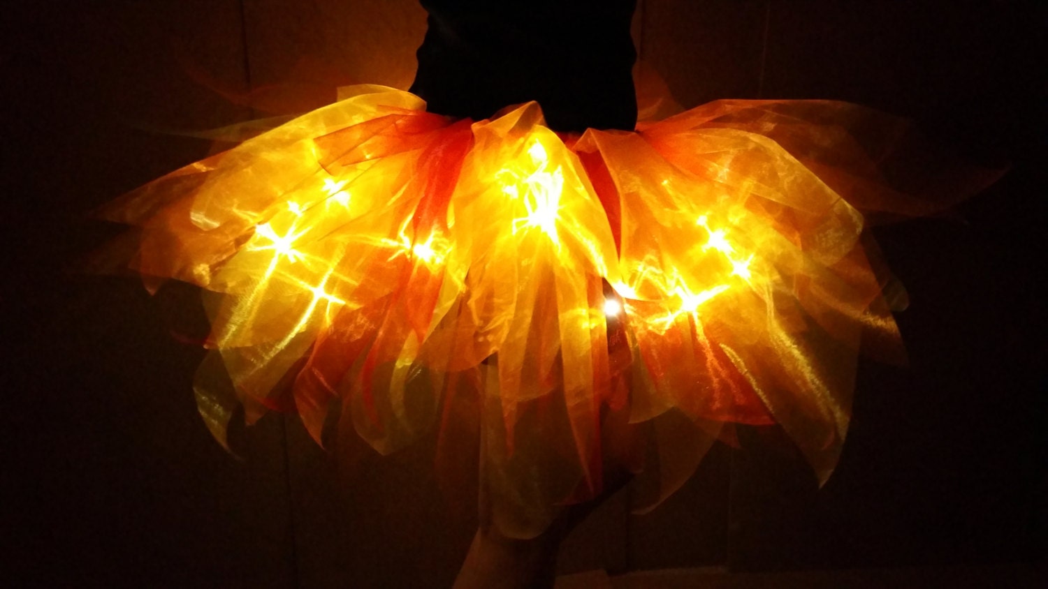 Light Up Fire Adult Tutu Skirt in Organza with 30 microLEDs
